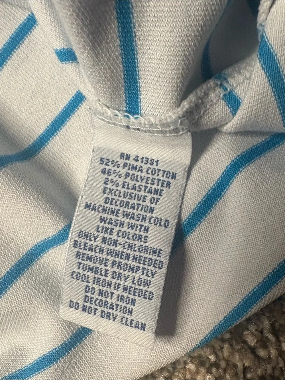 Ralph Lauren Polo Golf White Blue Stripes Men's L Pima Cotton